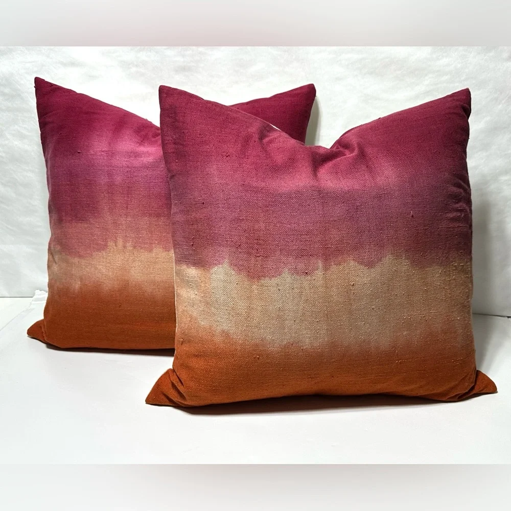 Orange and Pink Ombre Throw Pillows
